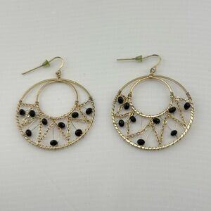 Elegant Gold and Black Dangle Earrings